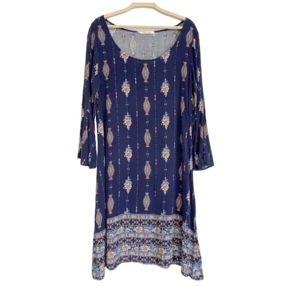 Sydney Rose flowy boho floral shift dress with bell sleeves Small